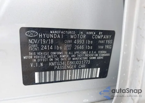 2019 Genesis G70 3.3T Advanced z USA, uszkodzony, nr VIN KMTG34LE8KU031773